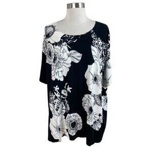 Talbots NEW 3X Black White Floral Lightweight Knit Sweater Career Office